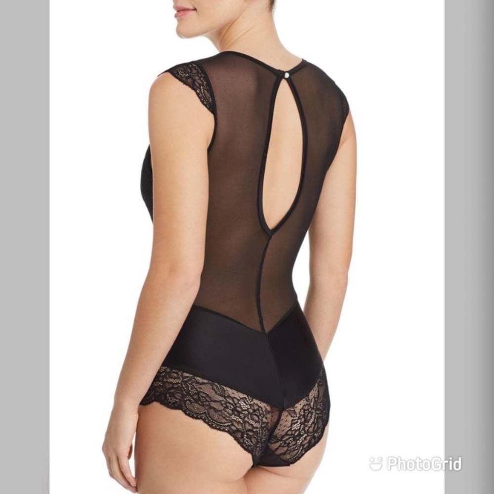💓LAST ONE💓 Sam Edelman Black Mesh Cap Sleeve Bodysuit (S) - Picture 5 of 9